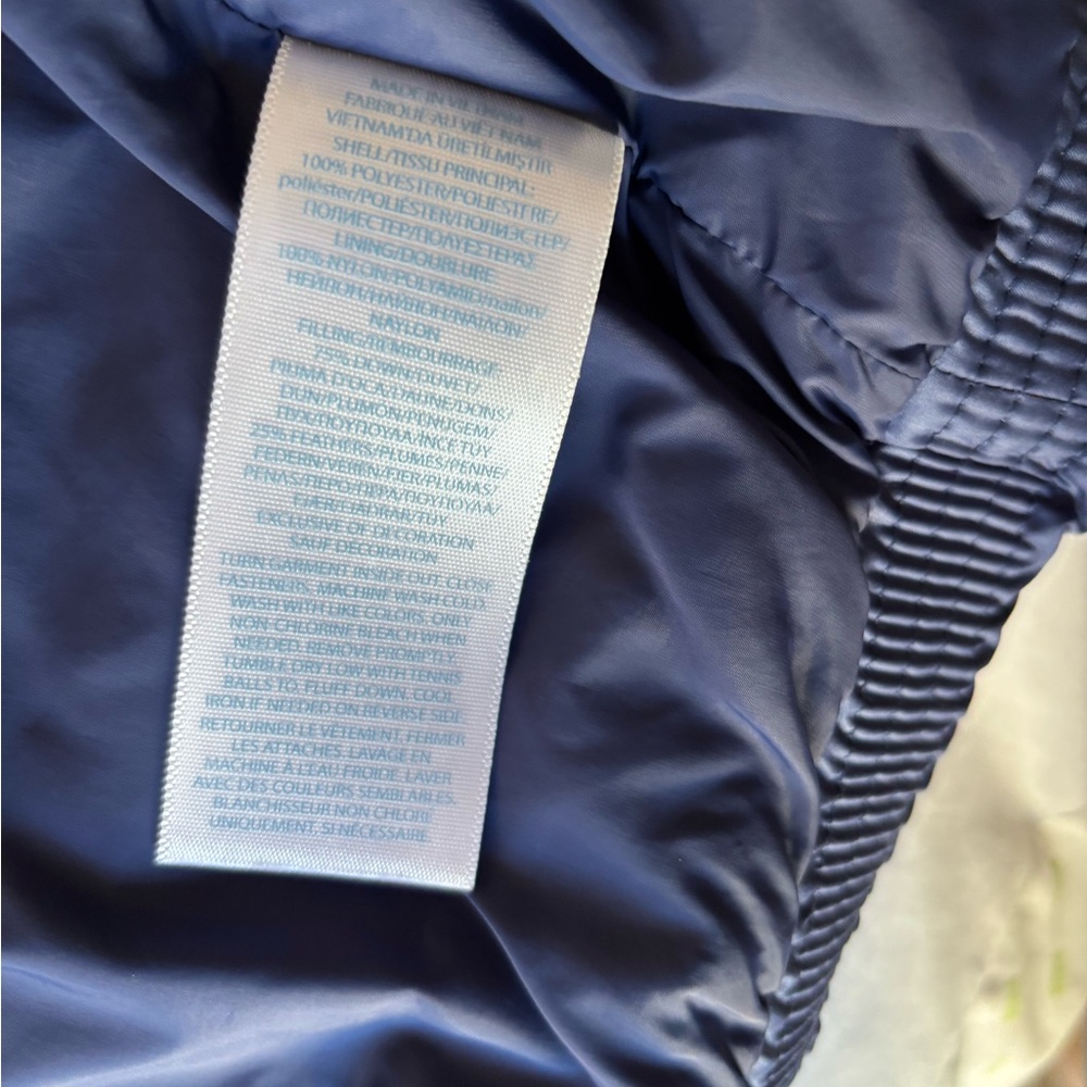Ralph Lauren Puffer Coat Jacket Infant Size 6 Months Pink Navy Blue Hood Zip Up - Picture 8 of 9